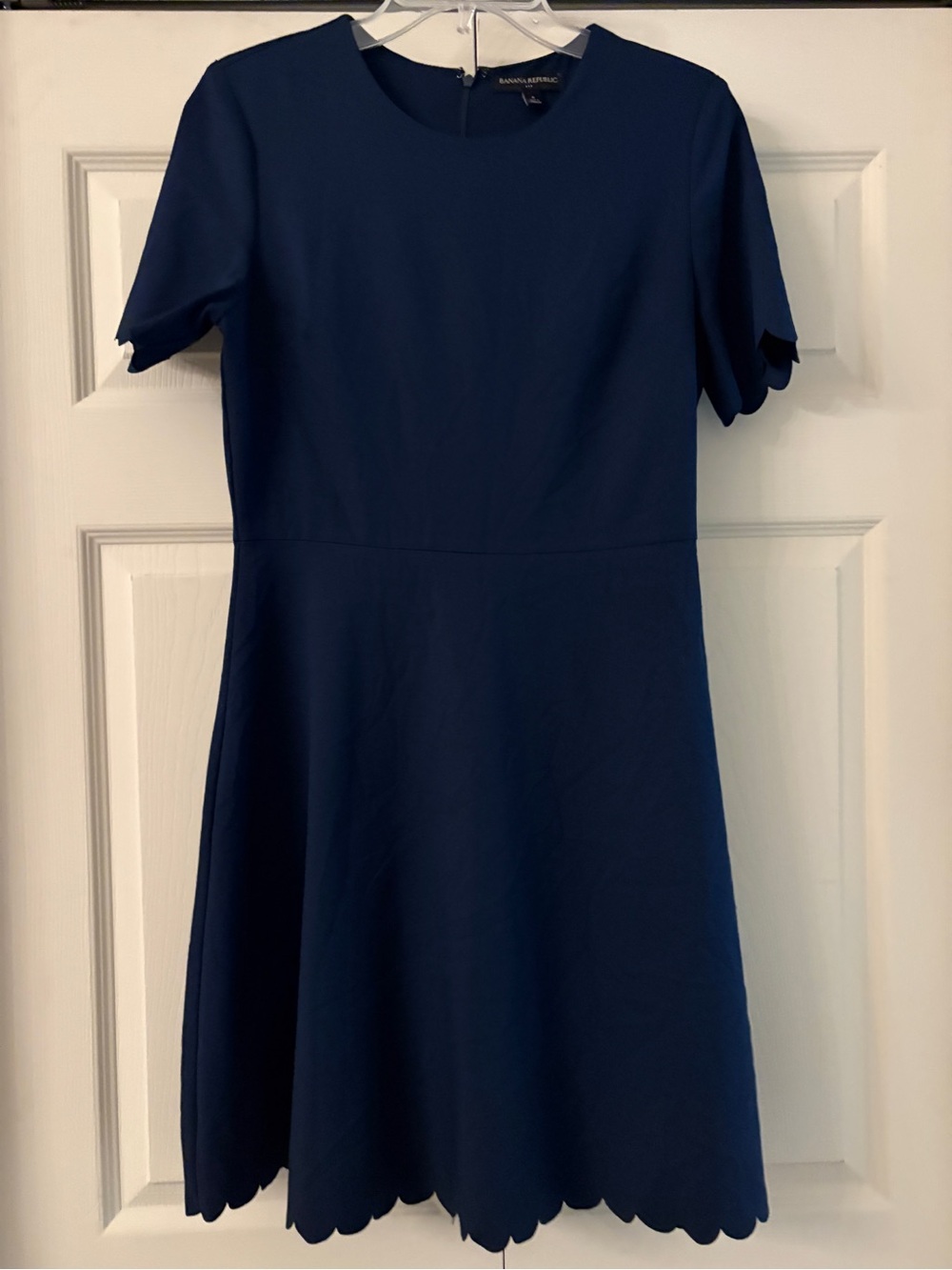 Banana Republic Girls' Navy Scalloped Short Sleeve Dress
